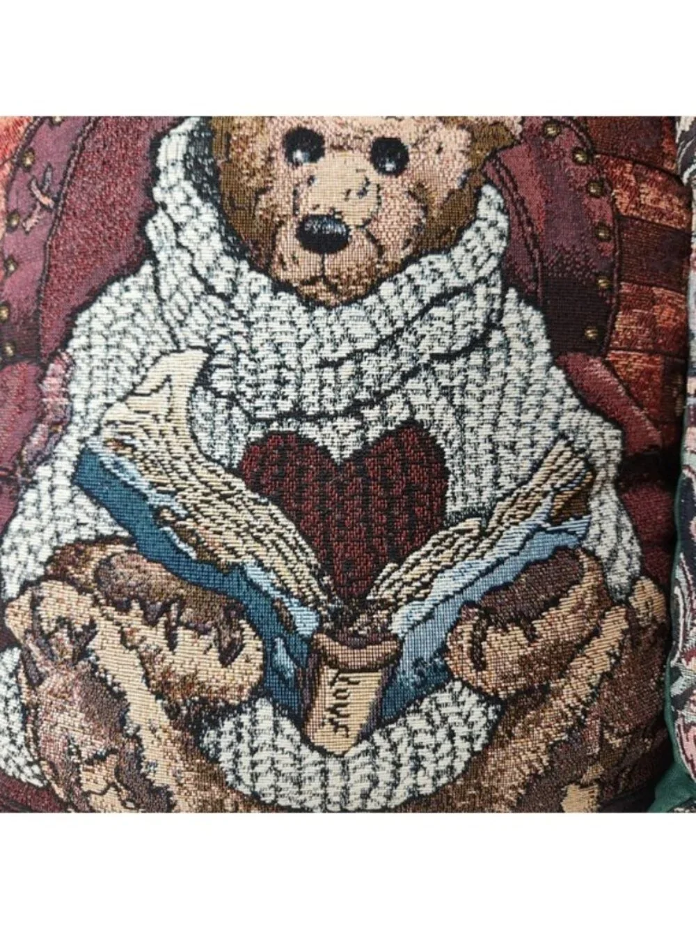 Boyds Bears & Friends Vintage Tapestry Throw Pillows Set‎ of 2 Bear & Teacups